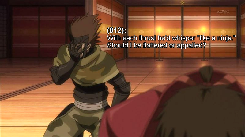 anime screenshot with a text from last night on